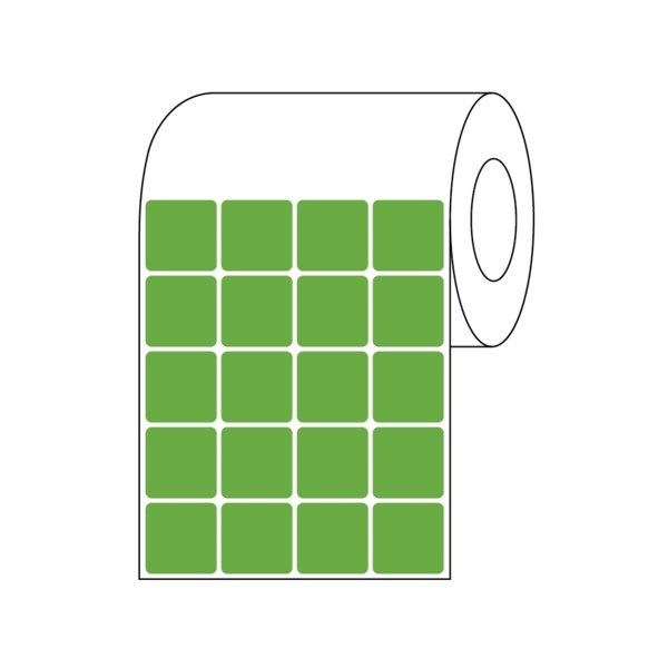 Direct Thermal Slide Label, 15/16" x 15/16", 4 Across Green